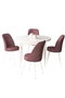 Hanah Home Juego de Mesa y Sillas 5 Piezas Blanco Rosa Empolvado Tablero Partículas Melamina Metal